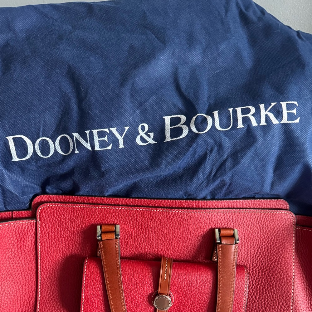 Dooney & Bourke Red Pebbled Leather Tote - Picture 2 of 4